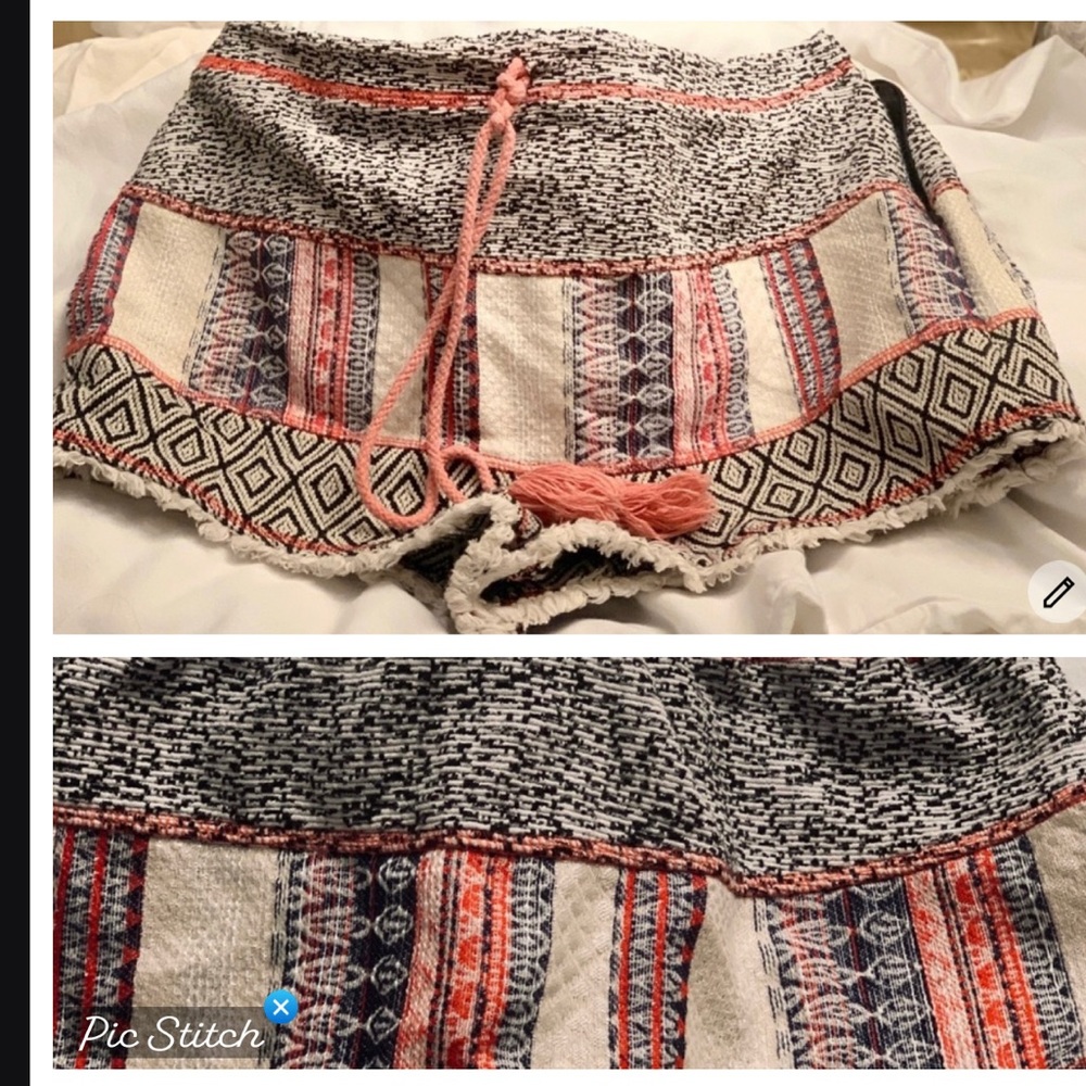 Etheral brocade gray/coral shorts w draw string
